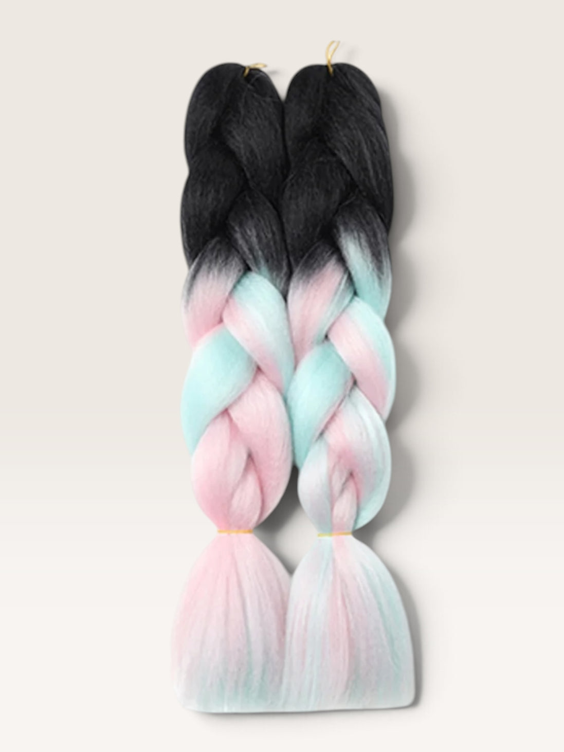Ombre invlechthaar zwart pastel roze mint set