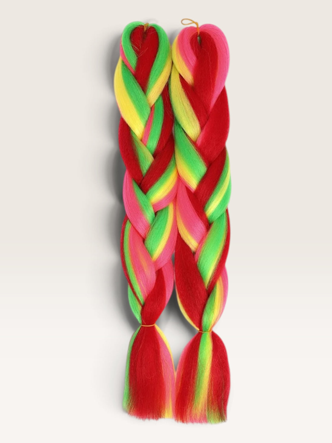 Multi color invlechthaar rood groen geel roze set