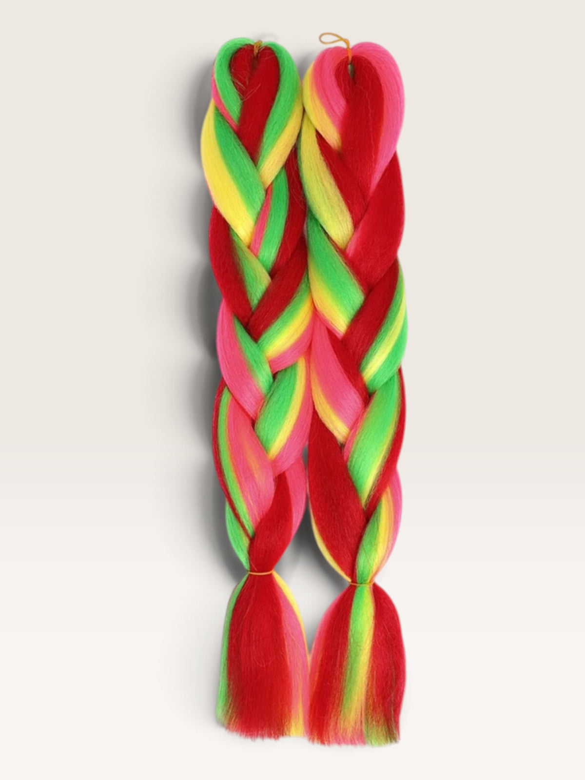 Multi color invlechthaar rood groen geel roze set