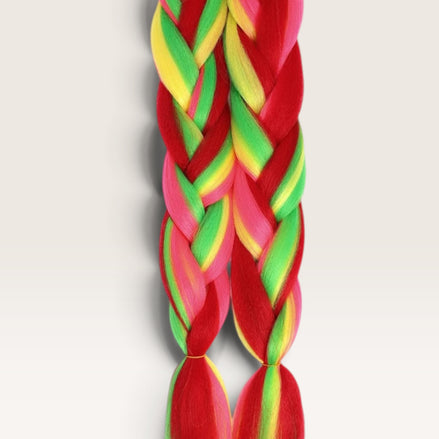 Multi color invlechthaar rood groen geel roze set