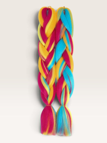 Multi color invlechthaar roze geel turquoise blauw set