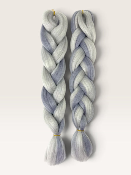 Ombre invlechthaar zilver grijs set
