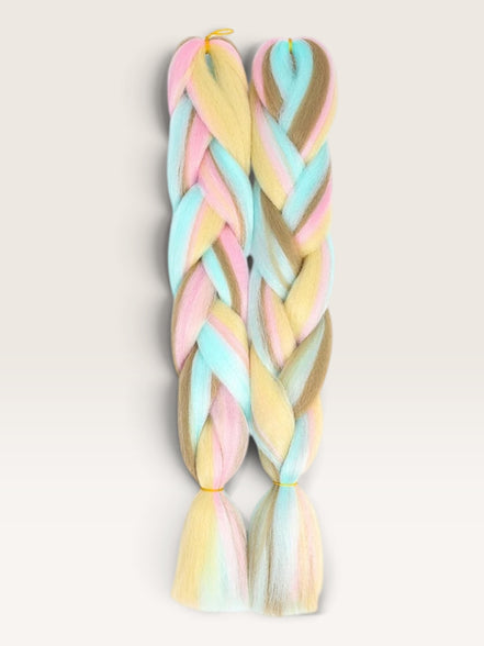 Pastel multi color invlechthaar roze mint geel beige set