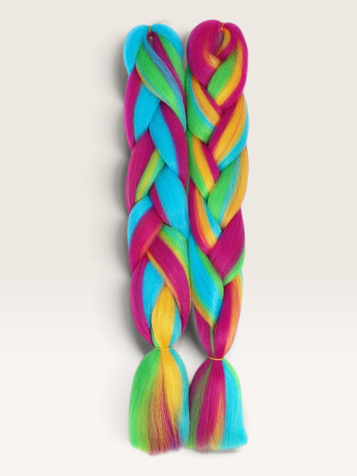Multi color invlechthaar turquoise roze groen geel set