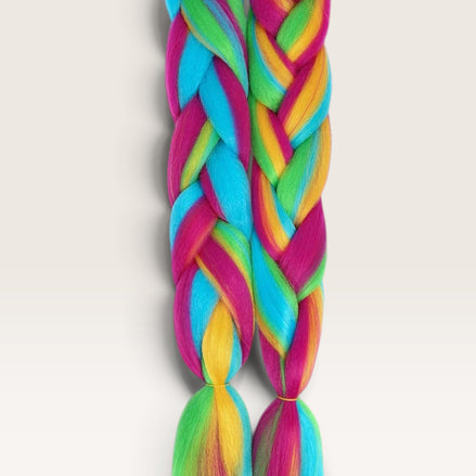 Multi color invlechthaar turquoise roze groen geel set