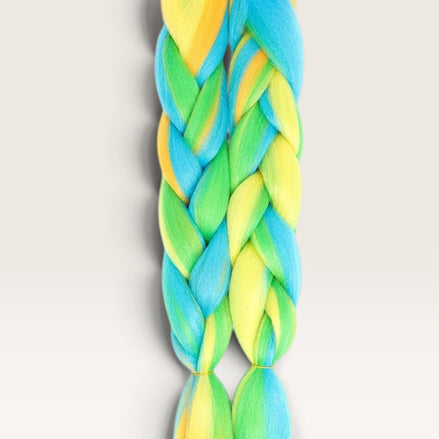 Multi color invlechthaar geel turquoise groen set