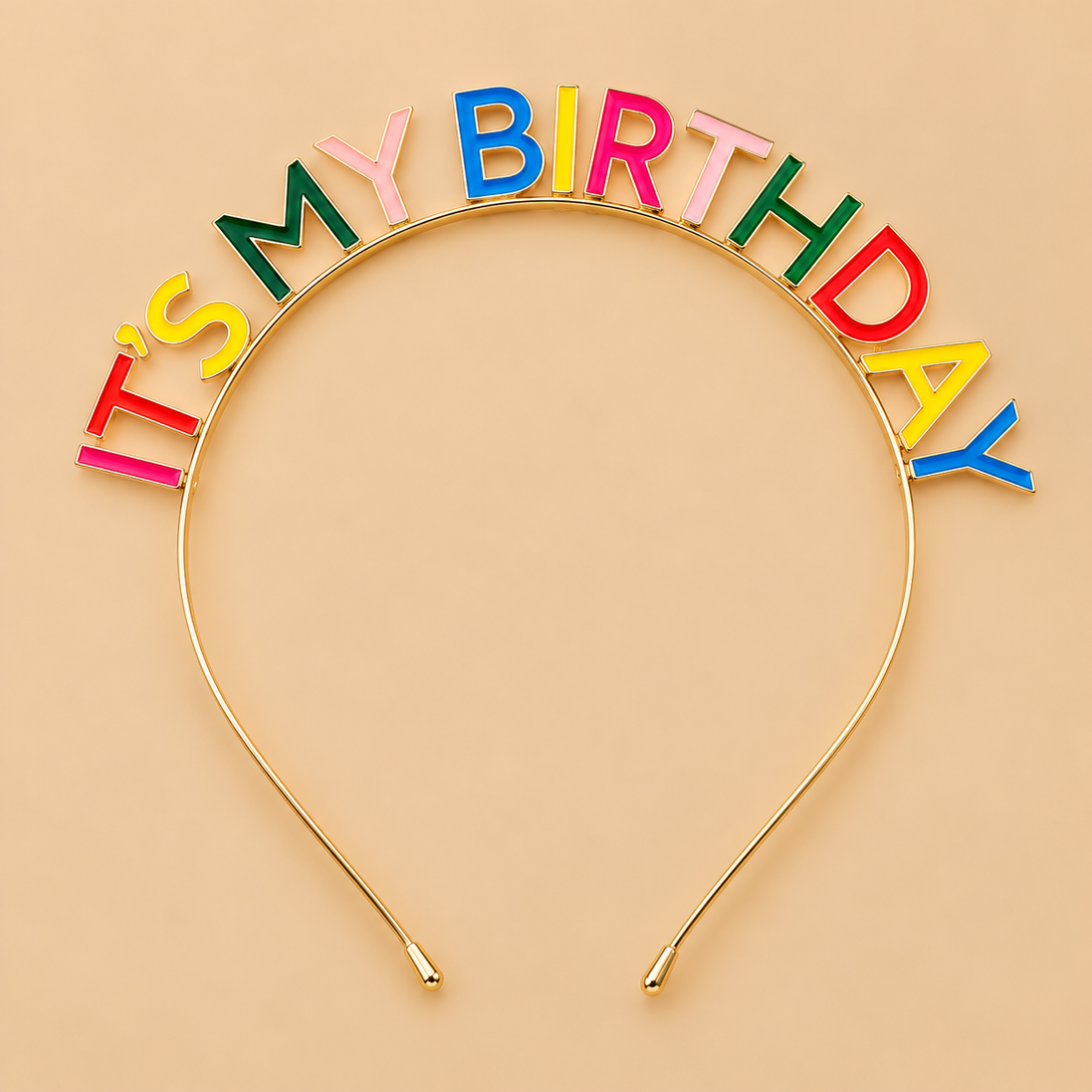 It's My Birthday Diadeem – Kleurrijk met Goudkleurige Band – De HaarBoetiek