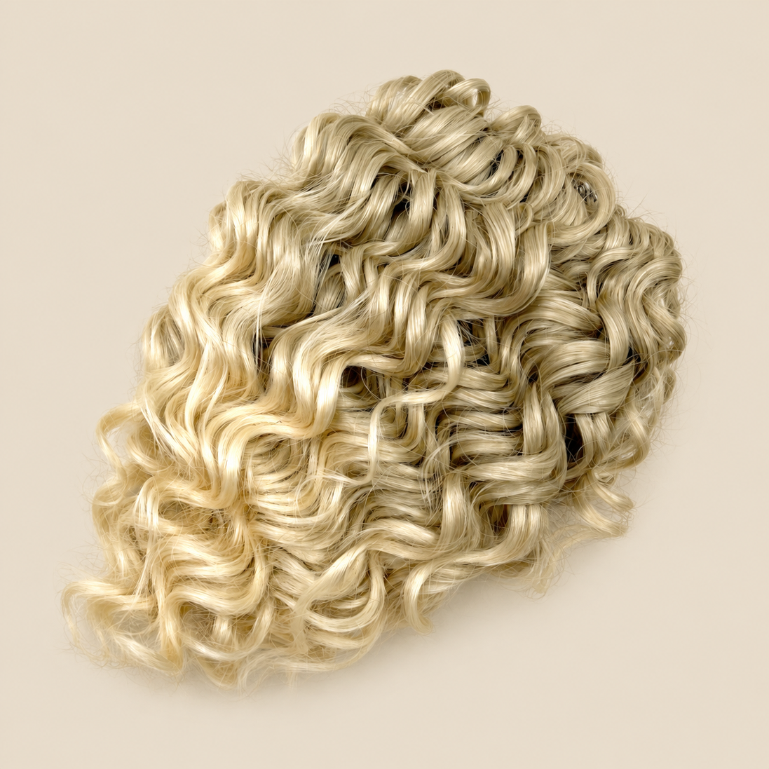 Jessica krullend invlechthaar 25 cm 200 g in blond ombre T16/613 op beige achtergrond