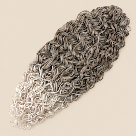 Jessica golvend invlechthaar 60 cm in bruin-blond (T18/56C) op beige achtergrond – De HaarBoetiek
