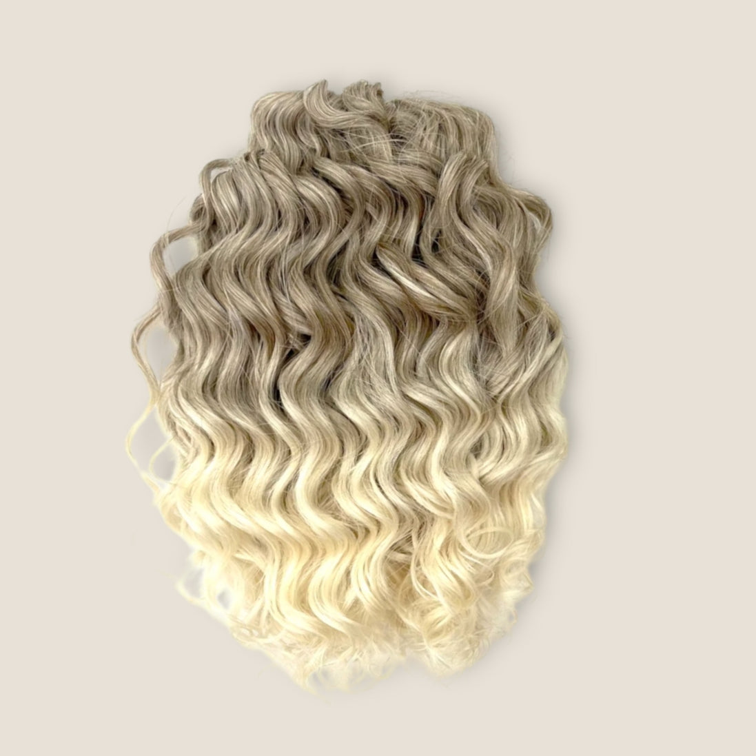 Jessica Krullend Invlechthaar 25 cm 200 g – Asblond Lichtblond Ombre T-Linen(62) – De HaarBoetiek
