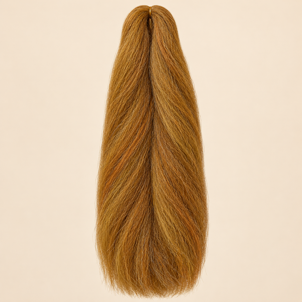 Jumbo Braid 100% Kanekalon Bng kleur 27/R6 goudblond gemengd, 60 cm, 85 gram op beige achtergrond