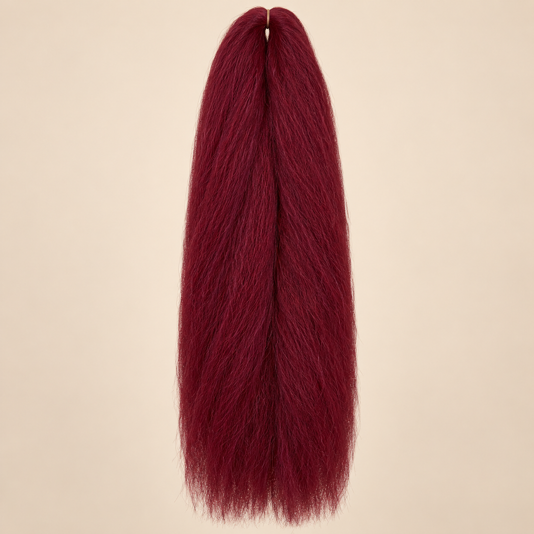 Jumbo Braid 100% Kanekalon Bng kleur Maroon wijnrood, 60 cm, 85 gram op beige achtergrond