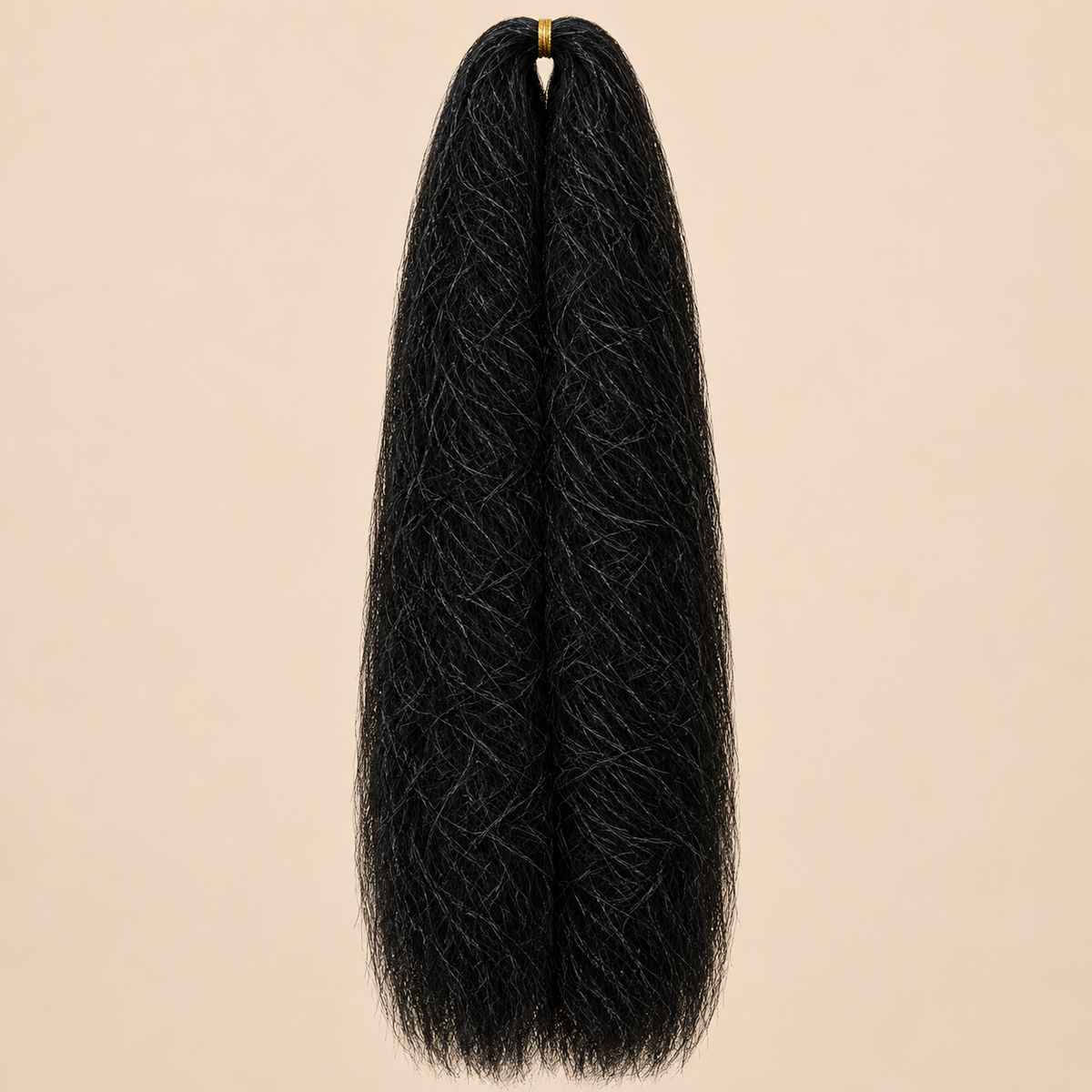 Jumbo Braid 100% Kanekalon Bng kleur 1 zwart, 60 cm, 85 gram op beige achtergrond