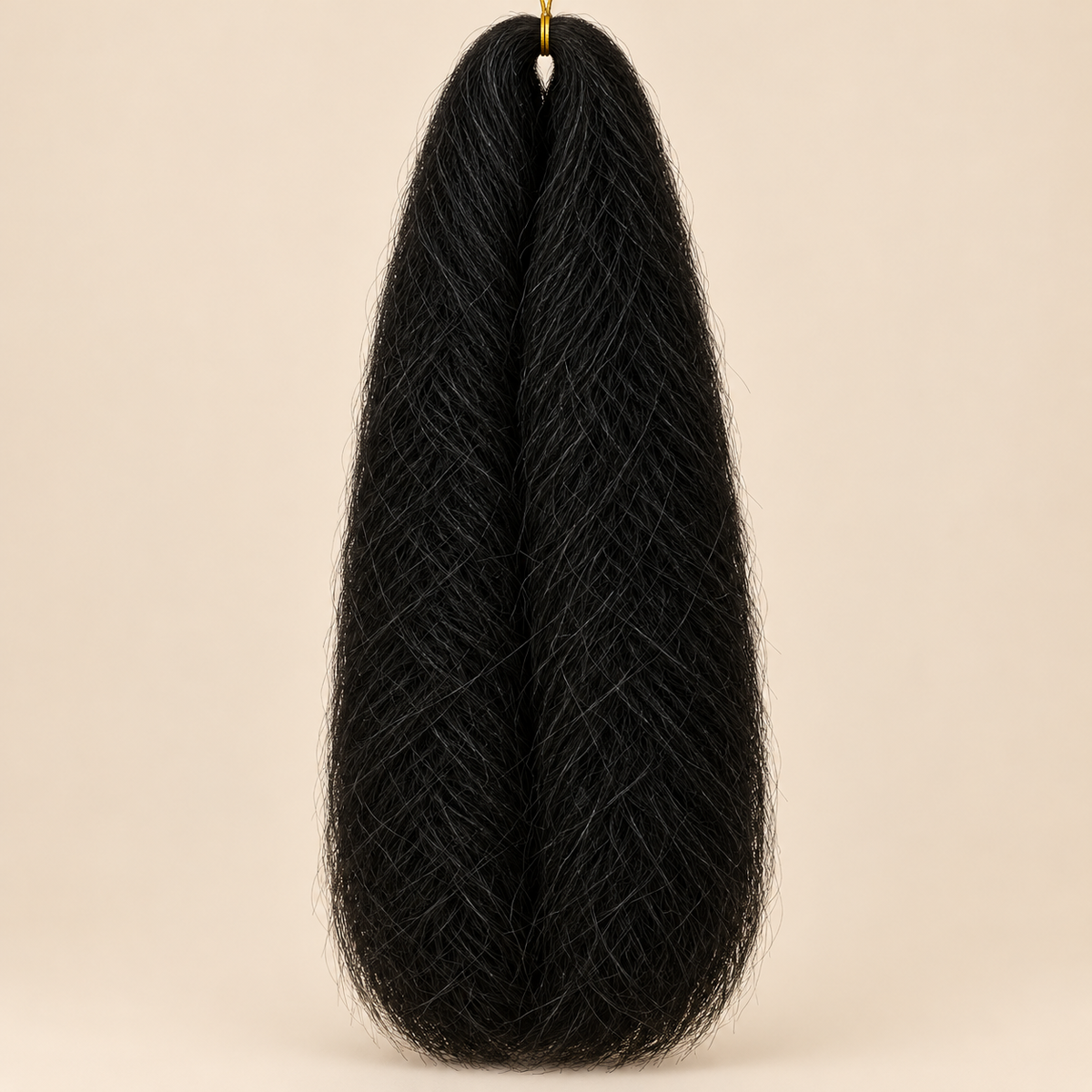 Jumbo Braid 100% Kanekalon Bng kleur 2 zeer donkerbruin, 60 cm, 85 gram op beige achtergrond