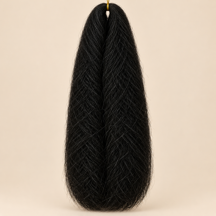Jumbo Braid 100% Kanekalon Bng kleur 2 zeer donkerbruin, 60 cm, 85 gram op beige achtergrond
