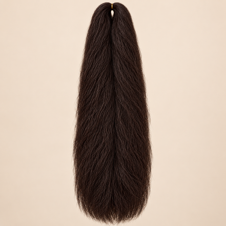 Jumbo Braid 100% Kanekalon Bng kleur 33 mahoniebruin, 60 cm, 85 gram op beige achtergrond