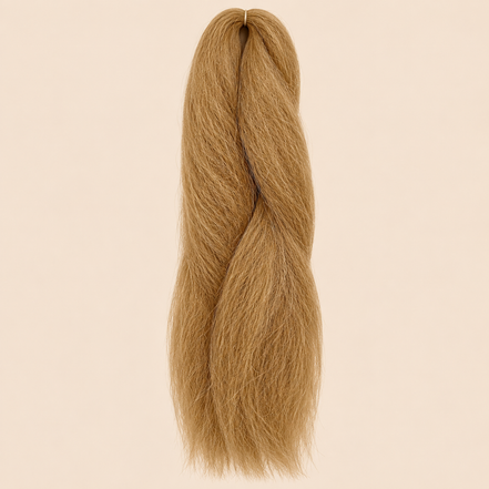 Jumbo Braid 100% Kanekalon Bng kleur 27 goudblond, 60 cm, 85 gram op beige achtergrond