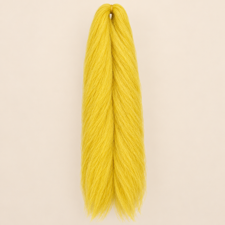 Jumbo Braid 100% Kanekalon Bng kleur Yellow geel, 60 cm, 85 gram op beige achtergrond