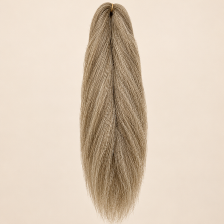 Jumbo Braid 100% Kanekalon Bng kleur 10/22 asbruin met blond, 60 cm, 85 gram op beige achtergrond