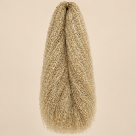 Jumbo Braid 100% Kanekalon Bng kleur 27/613 goudblond met lichtblond, 60 cm, 85 gram op beige achtergrond