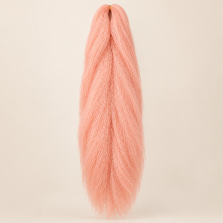 Jumbo Braid 100% Kanekalon Bng kleur Pink lichtroze, 60 cm, 85 gram op beige achtergrond