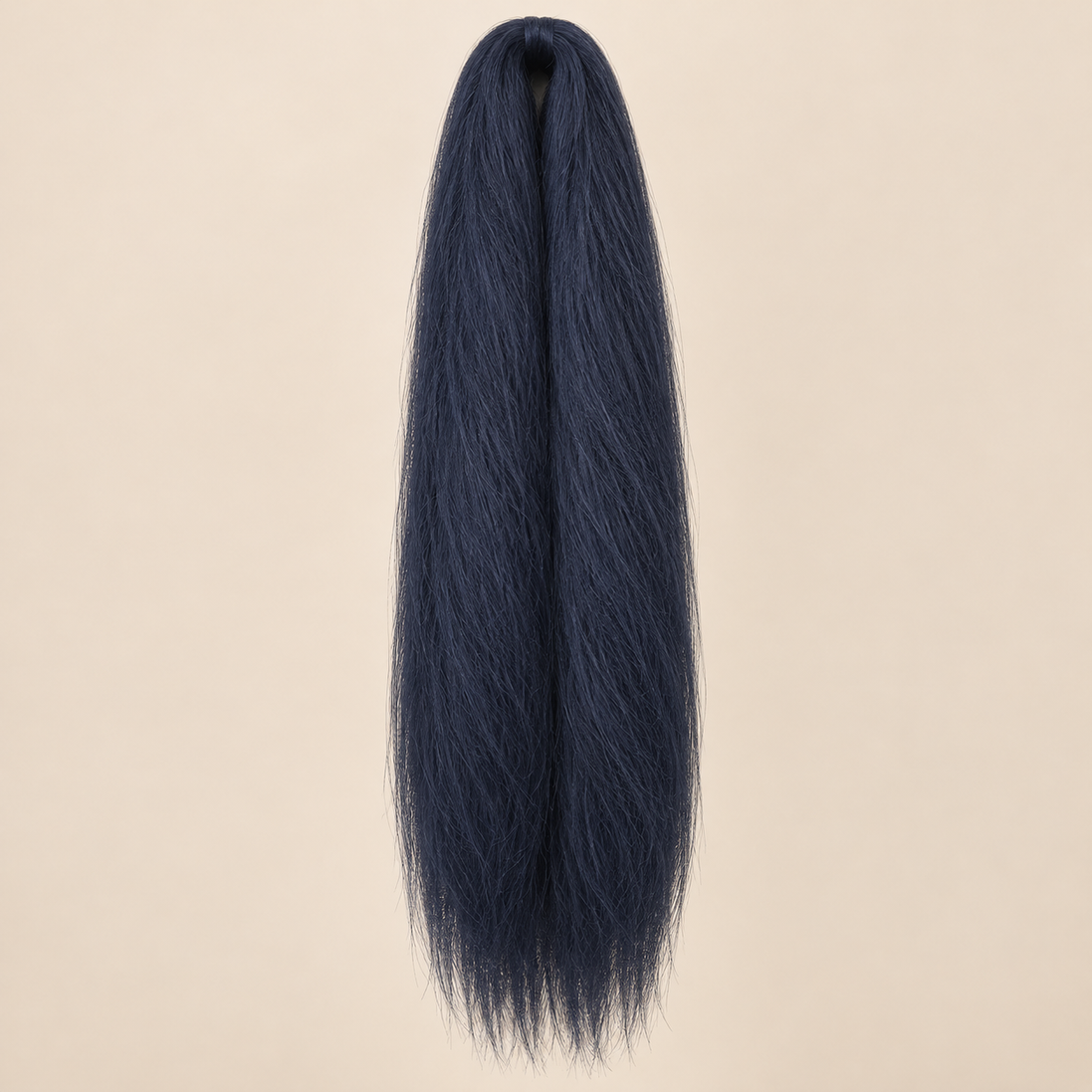 Jumbo Braid 100% Kanekalon RastAfri kleur Navy Blue marineblauw, 60 cm, ongeveer 80 gram op beige achtergrond