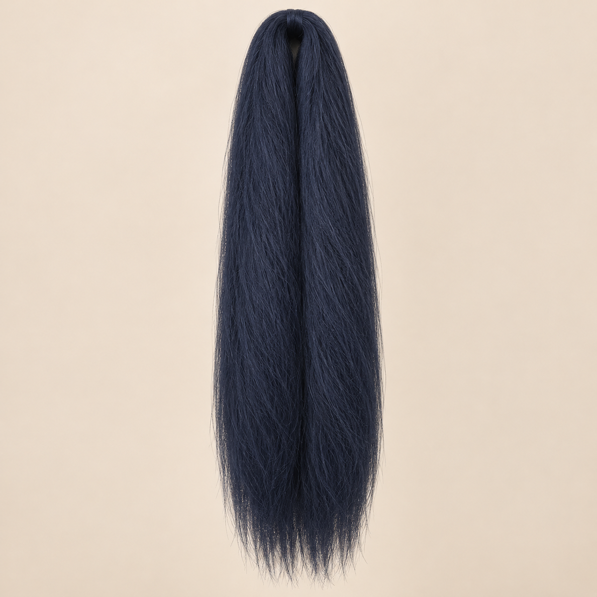 Jumbo Braid 100% Kanekalon RastAfri kleur Navy Blue marineblauw, 60 cm, ongeveer 80 gram op beige achtergrond