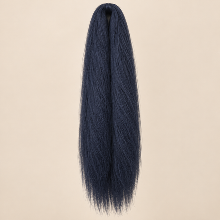 Jumbo Braid 100% Kanekalon RastAfri kleur Navy Blue marineblauw, 60 cm, ongeveer 80 gram op beige achtergrond