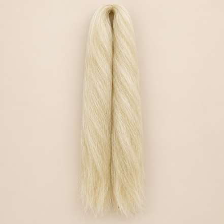 Jumbo Braid 100% Kanekalon RastAfri kleur Blonde lichtblond, 60 cm, ongeveer 80 gram op beige achtergrond