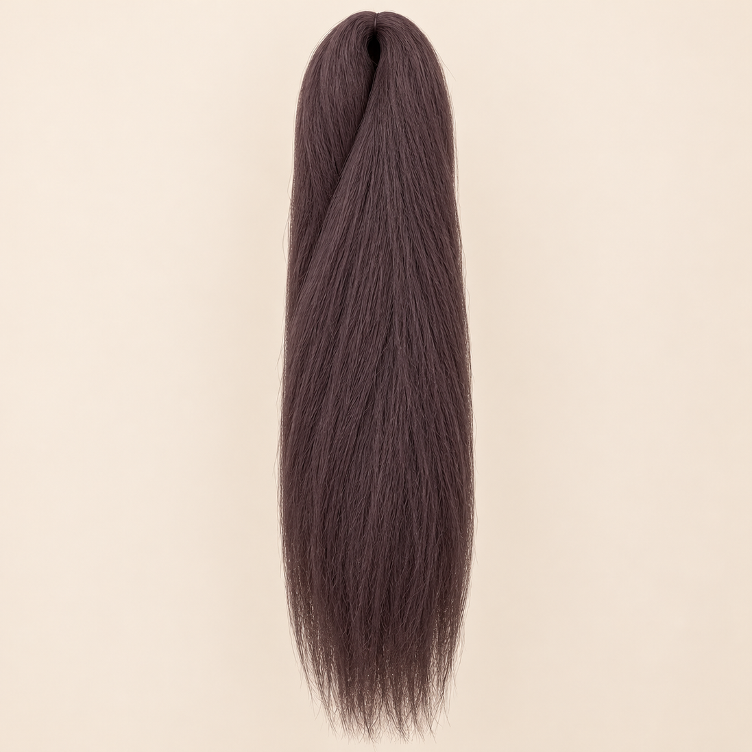 Jumbo Braid 100% Kanekalon RastAfri kleur D39 donker paarsbruin, 60 cm, ongeveer 80 gram op beige achtergrond