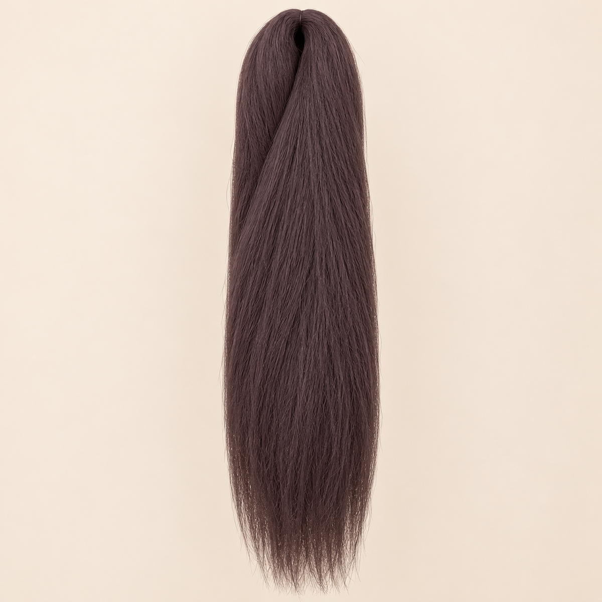 Jumbo Braid 100% Kanekalon RastAfri kleur D39 donker paarsbruin, 60 cm, ongeveer 80 gram op beige achtergrond