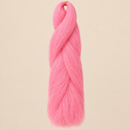 Jumbo Braid 100% Kanekalon SuperBraid kleur Pink Light lichtroze, 60 cm, 85 gram op beige achtergrond