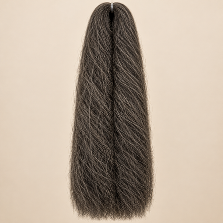 Jumbo Braid 100% Kanekalon SuperBraid kleur T1B/118 donker asbruin, 60 cm, 85 gram op beige achtergrond