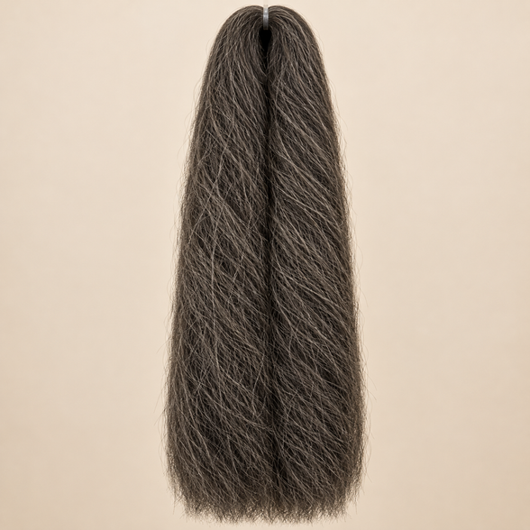 Jumbo Braid 100% Kanekalon SuperBraid kleur T1B/118 donker asbruin, 60 cm, 85 gram op beige achtergrond