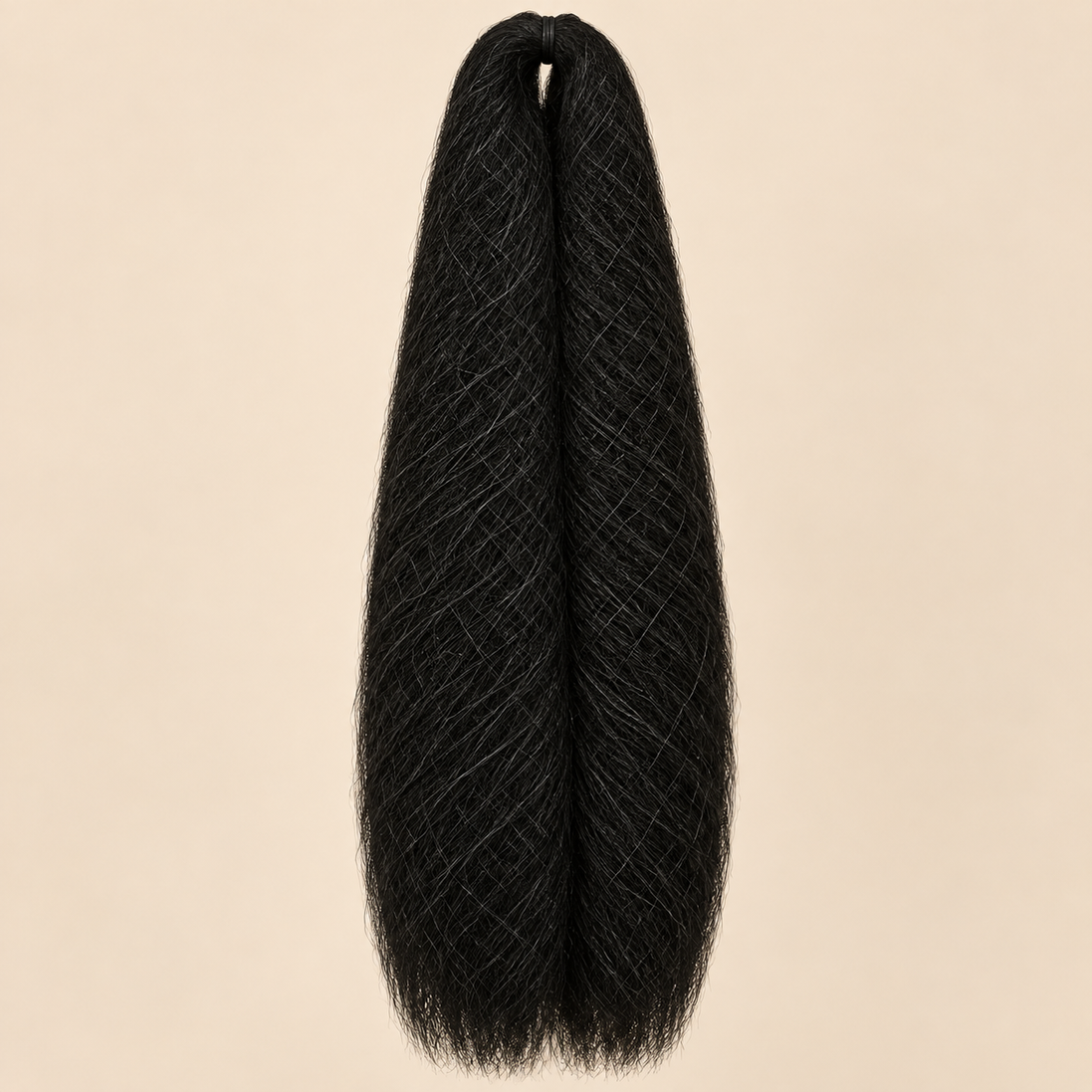 Jumbo Braid 100% Kanekalon SuperBraid kleur 2 zeer donkerbruin, 60 cm, 85 gram op beige achtergrond