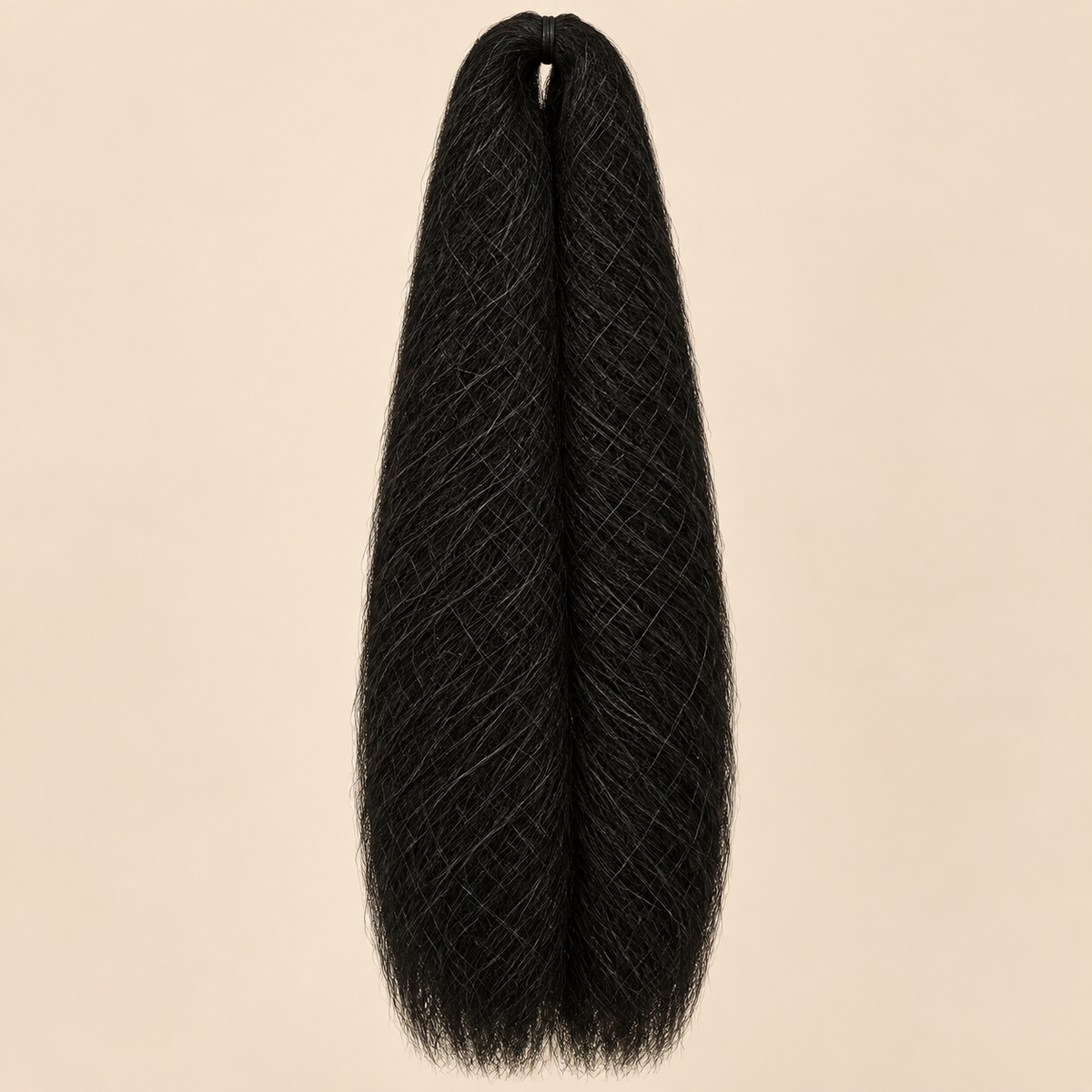 Jumbo Braid 100% Kanekalon SuperBraid kleur 2 zeer donkerbruin, 60 cm, 85 gram op beige achtergrond