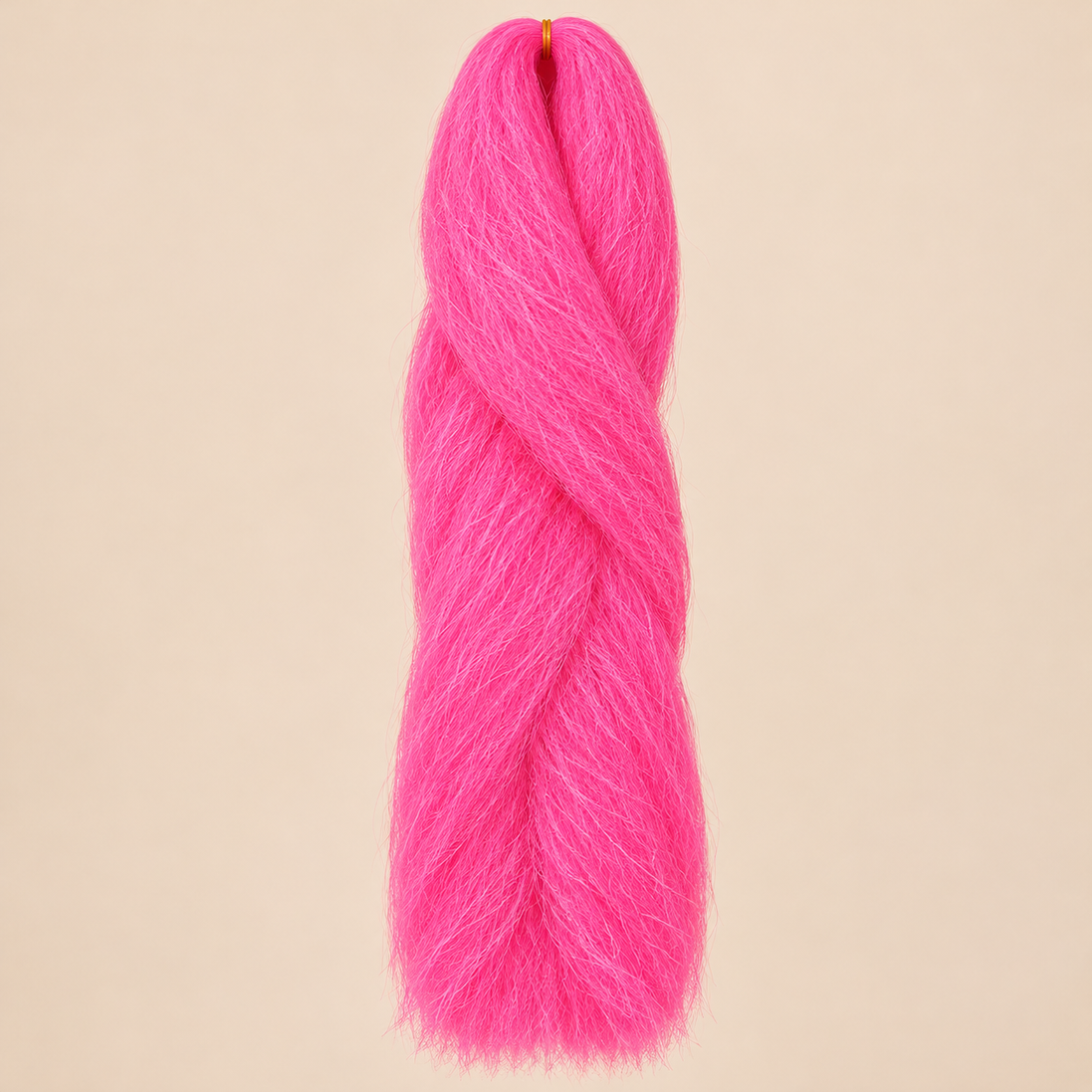 Jumbo Braid 100% Kanekalon SuperBraid kleur Pink F-1 felroze, 60 cm, 85 gram op beige achtergrond
