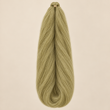 Jumbo Braid 100% Kanekalon SuperBraid kleur 24 donkerblond, 60 cm, 85 gram op beige achtergrond