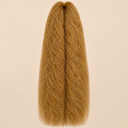 Jumbo Braid 100% Kanekalon SuperBraid kleur 27 goudblond, 60 cm, 85 gram op beige achtergrond