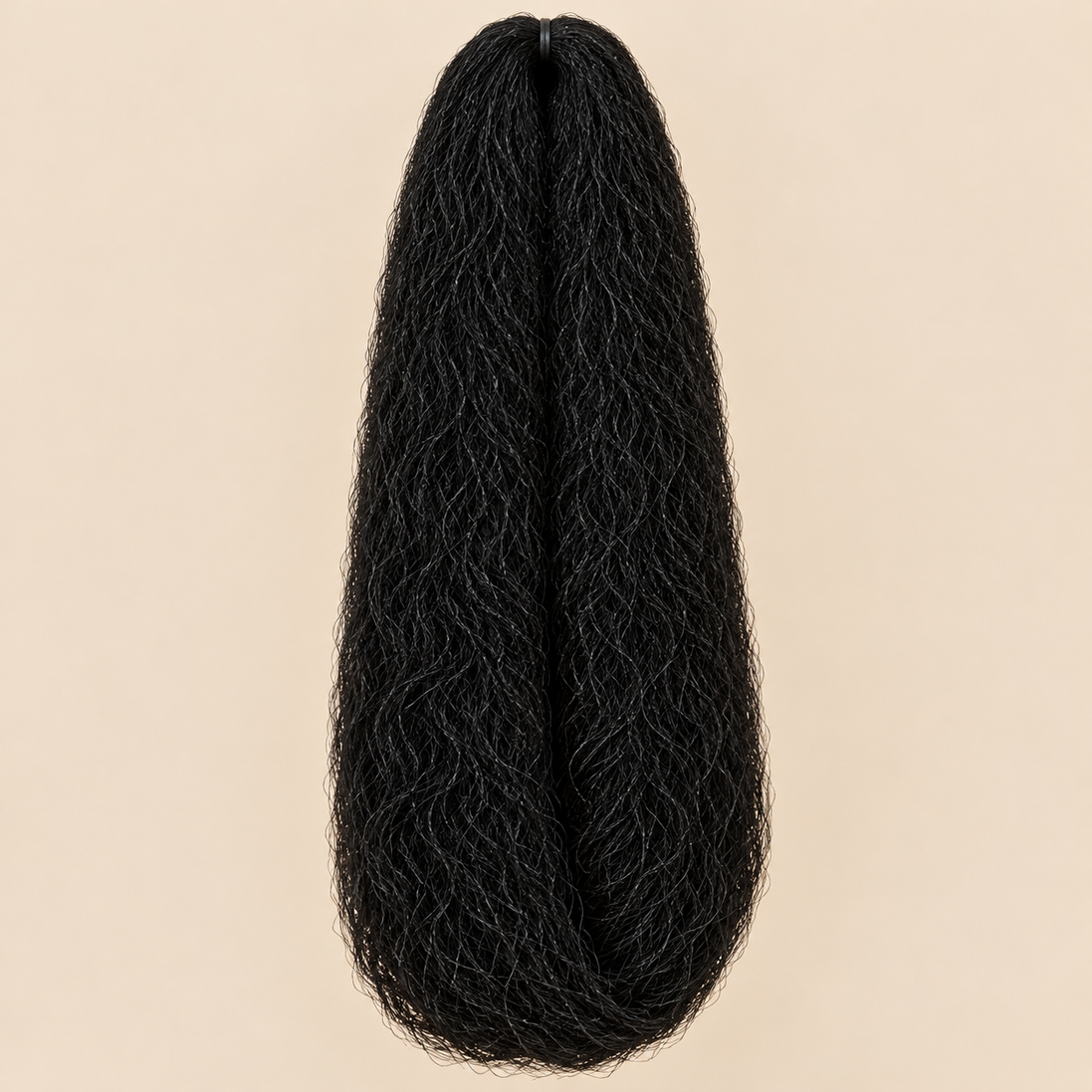 Jumbo Braid 100% Kanekalon SuperBraid kleur 1 zwart, 60 cm, 85 gram op beige achtergrond