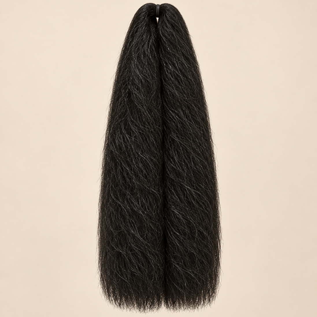 Jumbo Braid 100% Kanekalon SuperBraid kleur 4 bruinzwart, 60 cm, 85 gram op beige achtergrond
