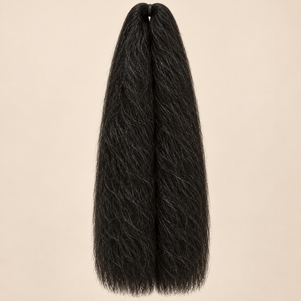 Jumbo Braid 100% Kanekalon SuperBraid kleur 4 bruinzwart, 60 cm, 85 gram op beige achtergrond
