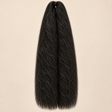 Jumbo Braid 100% Kanekalon SuperBraid kleur 4 bruinzwart, 60 cm, 85 gram op beige achtergrond