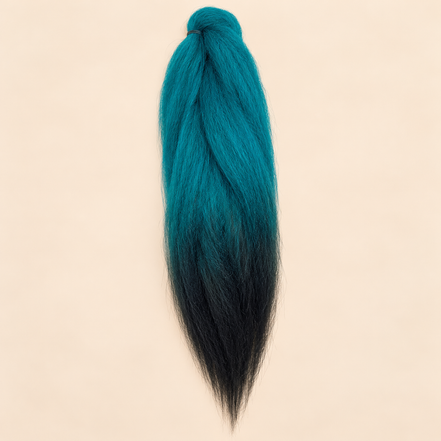 Jumbo Braid Pre-Stretched RastAfri 65 cm – Aqua-zwart (BT.Aqua/1B) – De HaarBoetiek