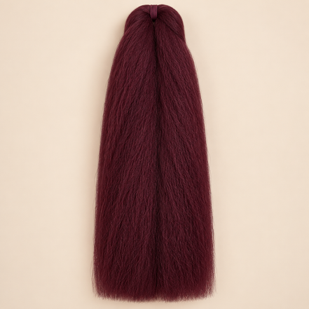 Jumbo Braid BraidOrDie 60 cm – RedWine wijnrood op beige achtergrond