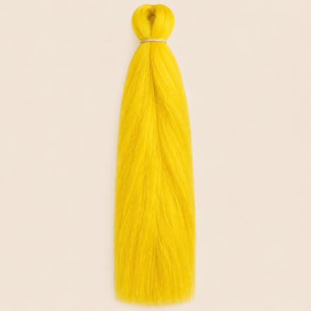 Jumbo Braid BraidOrDie 60 cm – Dandelion zonnebloemgeel op beige achtergrond