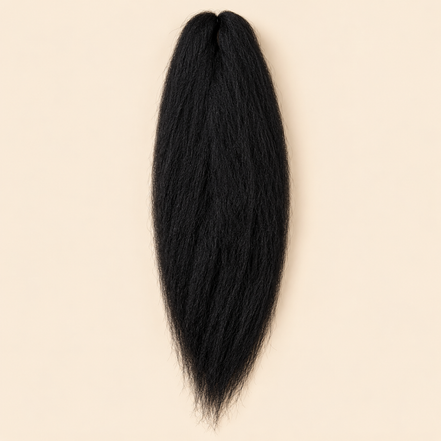 Jumbo Braid Pre-Stretched BraidOrDie 70 cm – 1B natuurlijk zwart op beige achtergrond