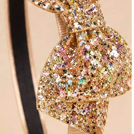 Glitter Haarband met Strik voor Kids & Tieners – Goud – De HaarBoetiek