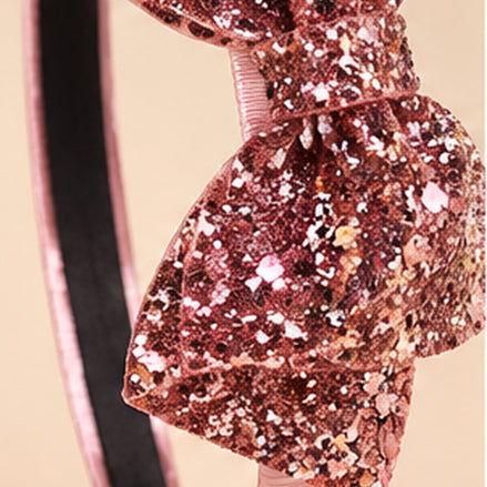 Glitter Haarband met Strik voor Kids & Tieners – Roségoud – De HaarBoetiek