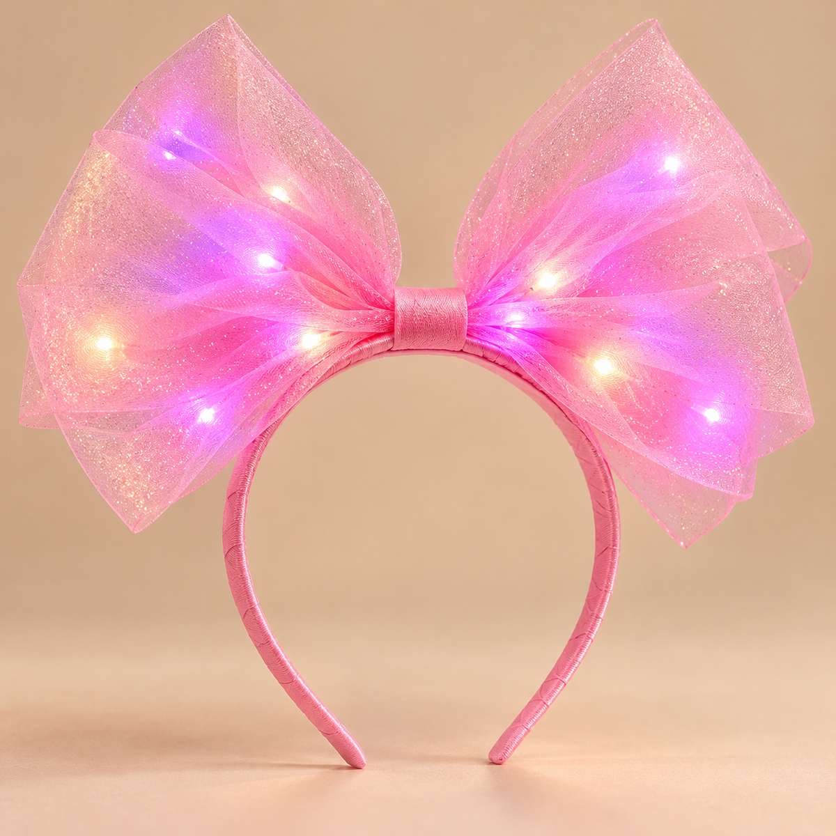 Lichtgevende Strik Haarband – Roze – De HaarBoetiek